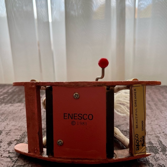 Rare Find, Vintage 1981 Enesco Wooden Rocking Horse Unicorn Wind Up Music Box - Picture 6 of 6